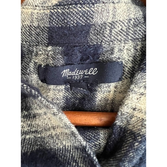 MADEWELL Blue/Cream Oversized Boy Shirt Button Down Andover Plaid Women's SZ XS - Picture 4 of 4
